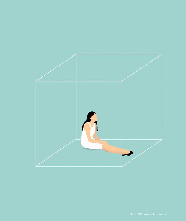 Cube girl, Editorial illustration ©Annalisa_Grassano
