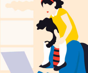 Dad and daughter at work. Editorial illustration published on MIT Sloan Review Management. ©Annalisa Grassano